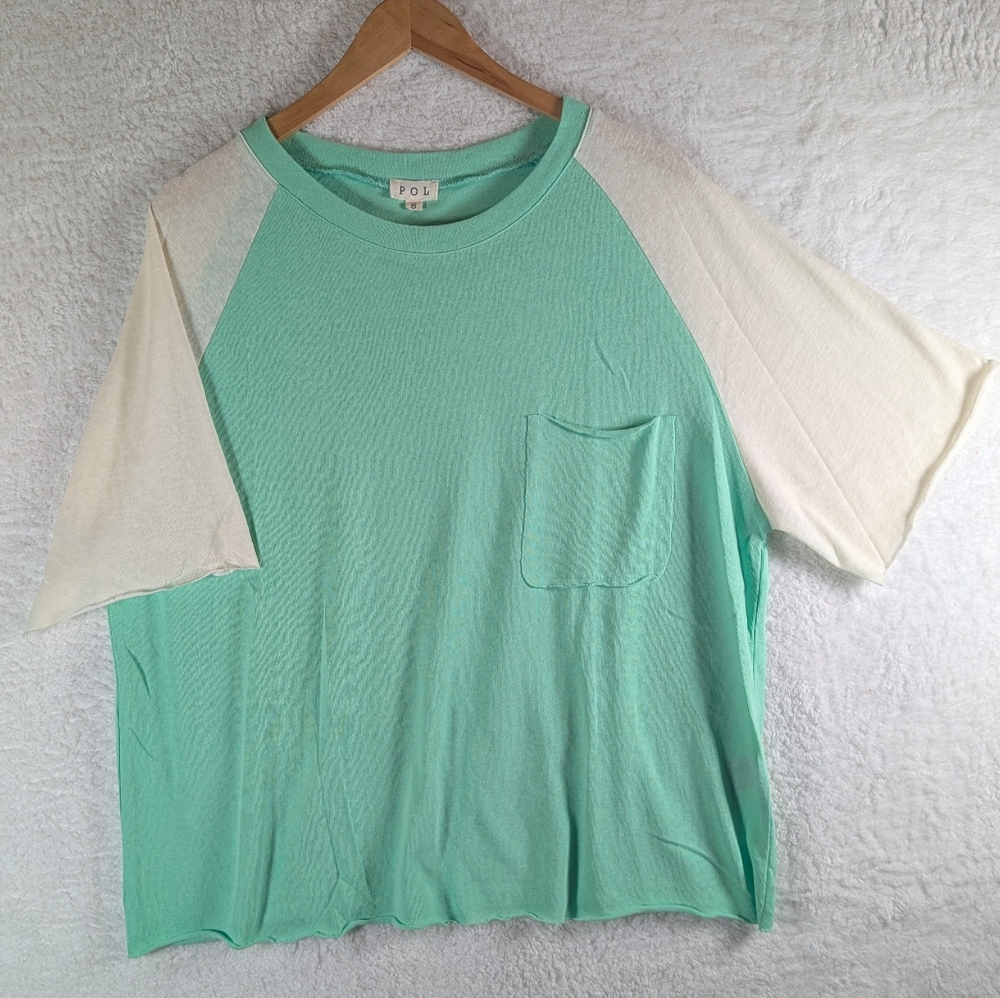 NEW POL- Mint Green and Cream Women's Top - Picture 2 of 9